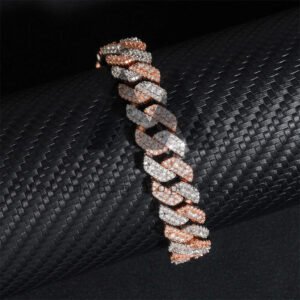 13mm Rose Gold Two-Tone Iced Out Moissanite Cuban Chain | Hip Hop Jewelry - Image 2