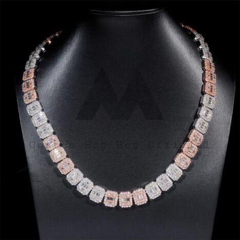 13MM VVS Moissanite Diamond Tennis Chain, Rose & White Gold, Hip Hop Jewelry - Image 5