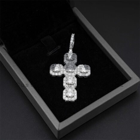 Men's Sterling Silver Moissanite Diamond Iced Out Cross Pendant, Hip Hop Jewelry - Image 3