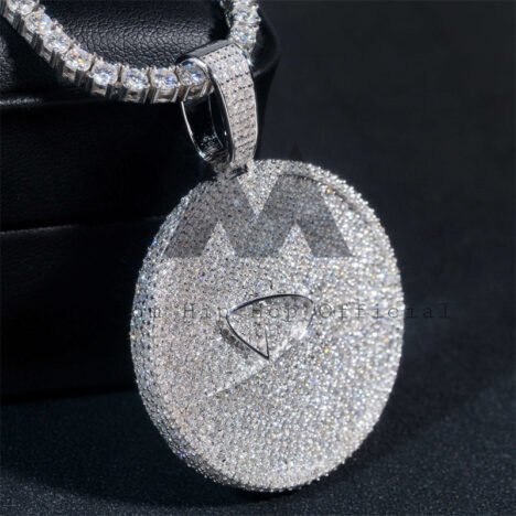 Hip Hop Custom Made 2" Width Circle Logo Pendant Iced Out With VVS Moissanite Diamond - Image 2