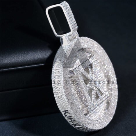 Moissanite Hip Hop Custom Made 2.5" Logo Circle Iced Out Pendant Fit FOR 13MM Cuban Link Chain - Image 3