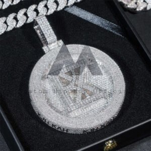 Moissanite Hip Hop Custom Made 2.5" Logo Circle Iced Out Pendant Fit FOR 13MM Cuban Link Chain - Image 5