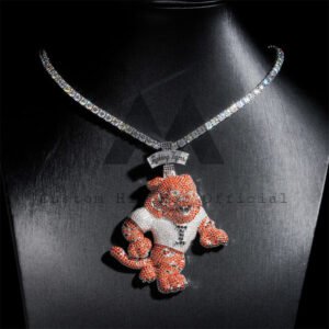 Iced Out Hip Hop Custom Made 3D Tiger Pendant With Moissanite Fit For 5MM Tennis Chain - Image 2