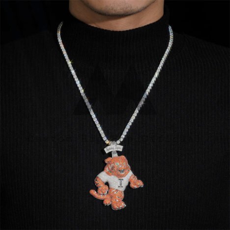 Iced Out Hip Hop Custom Made 3D Tiger Pendant With Moissanite Fit For 5MM Tennis Chain - Image 5