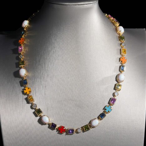 13mm Multicolor CZ Moissanite Tennis Chain Necklace - Hip Hop Jewelry - Image 6