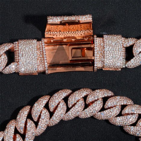 Mosaic Setting 20MM 23MM Cuban Link Chain VVS Moissanite Diamond Iced Out Hip Hop Chain - Image 2