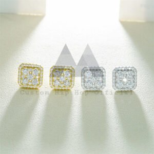 Mix Size Square Stud Earrings Hip Hop Moissanite Diamond Pass Diamond Tester - Image 3
