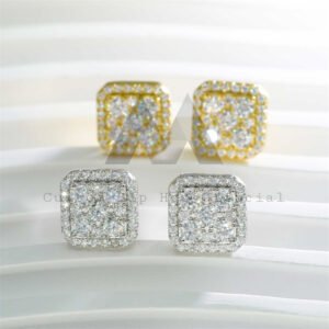 Mix Size Square Stud Earrings Hip Hop Moissanite Diamond Pass Diamond Tester - Image 5