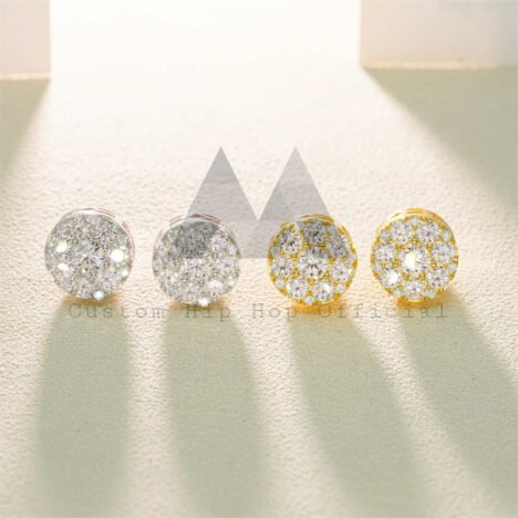 Men's 925 Silver Moissanite Earrings, Classic Screw Back, White & Yellow Gold - Image 3