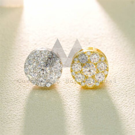 Men's 925 Silver Moissanite Earrings, Classic Screw Back, White & Yellow Gold