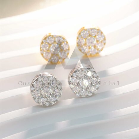 Men's 925 Silver Moissanite Earrings, Classic Screw Back, White & Yellow Gold - Image 5