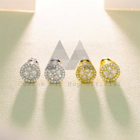 Men's 925 Silver Round Moissanite Earrings - Iced Out Screw Back Hip Hop Jewelry - Image 3