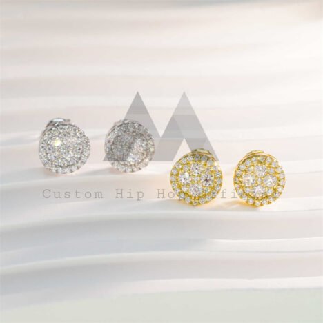 Men's 925 Silver Round Moissanite Earrings - Iced Out Screw Back Hip Hop Jewelry - Image 5