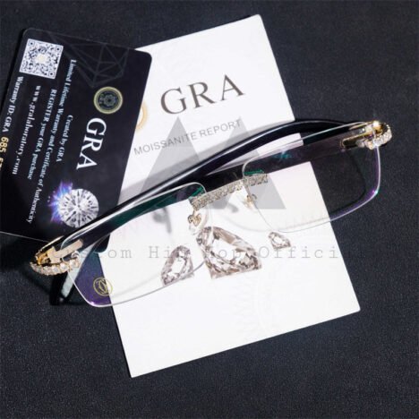 Pass Diamond Tester Iced Out 10K Real Gold VVS Moissanite Iced Out Glasses - Image 2