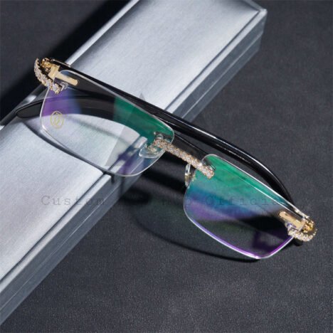 Pass Diamond Tester Iced Out 10K Real Gold VVS Moissanite Iced Out Glasses - Image 4