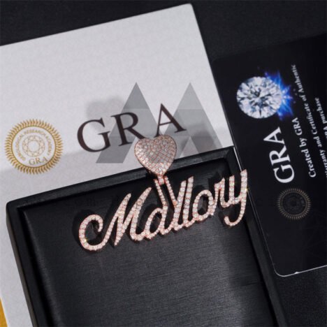 925 Silver 2.5" Width Girl Cursive Font Name Pendant With Moissanite Diamond Fit For 3MM Or 4MM Tennis Chain - Image 3