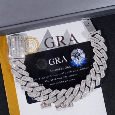 Buss Down Hip Hop 18MM Moissanite Diamond Baguette Cut Cuban Link Bracelet For Men - Image 2