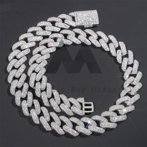 Iced Out Moissanite Cuban Chain in 925 Sterling Silver | Men's Hip Hop Jewelry - Image 3