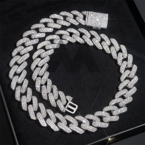 Iced Out Moissanite Cuban Chain in 925 Sterling Silver | Men's Hip Hop Jewelry - Image 6