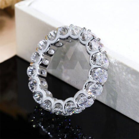 Sterling Silver 925 Moissanite Eternity Ring 3x5MM 4x6MM Oval Hip Hop Style - Image 6