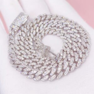 925 Sterling Sivler 6MM Women Moissanite Diamond Cuban Choker Necklace Bracelet - Image 2