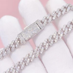 925 Sterling Sivler 6MM Women Moissanite Diamond Cuban Choker Necklace Bracelet - Image 4