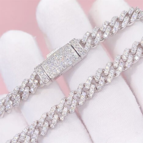 925 Sterling Sivler 6MM Women Moissanite Diamond Cuban Choker Necklace Bracelet - Image 4