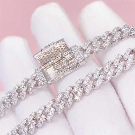 925 Sterling Sivler 6MM Women Moissanite Diamond Cuban Choker Necklace Bracelet - Image 5