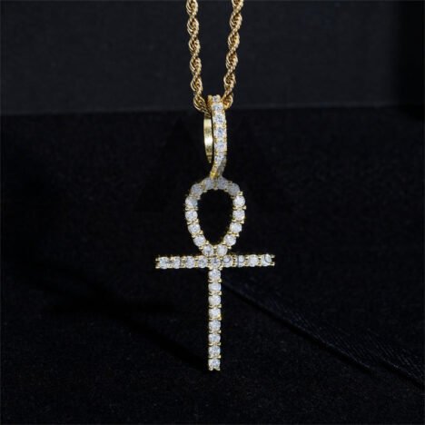 Hip Hop Iced Out Moissanite Ankh Cross Pendant Pass Diamond Tester Fit For 4mm Tennis Chain - Image 5