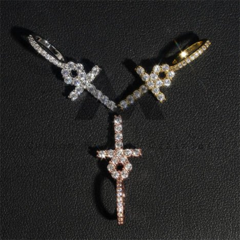 Pass Diamond Tester 2MM Moissanite Diamond Ankh Cross Pendant For Women And Men - Image 4