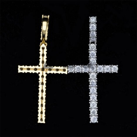 Men's 925 Sterling Silver 3MM Moissanite Cross Pendant, Hip Hop Tennis Chain Compatible - Image 3