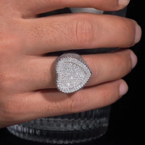 Pass Diamond Tester Iced Out Men Ring VVS Moissanite Diamond Heart Shaped Ring For Men - Image 5