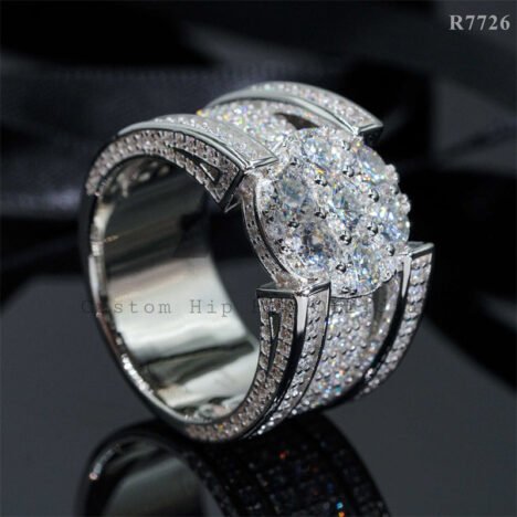 Hot Sell Solid Silver 925 Rapper Jewelry 925 Silver Iced Out Ring VVS Moissanite For Men - Image 4