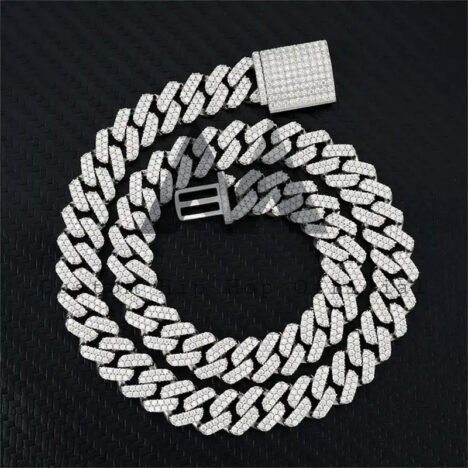 Sterling Silver 925 13MM Double Link Miami Style Iced Out Moissanite Cuban Chain Rapper Jewelry - Image 3