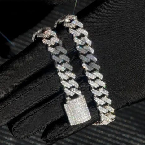 Sterling Silver 925 13MM Double Link Miami Style Iced Out Moissanite Cuban Chain Rapper Jewelry - Image 4