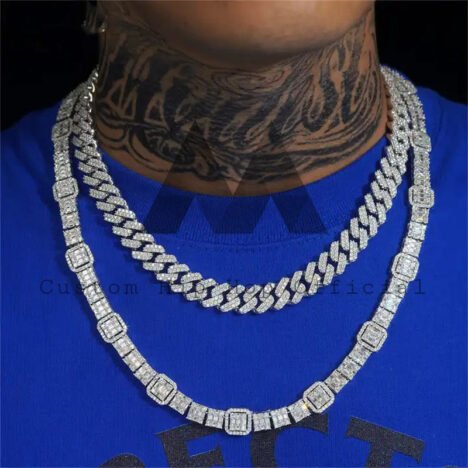 Sterling Silver 925 13MM Double Link Miami Style Iced Out Moissanite Cuban Chain Rapper Jewelry - Image 5