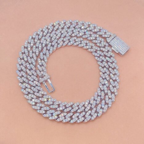 Pass Diamond Tester Hip Hop Iced Out Sterling Silver Cuban Link Chain 8MM - Image 4