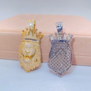 Sterling Silver Moissanite Lion Pendant - Iced Out Hip Hop Jewelry - Image 2