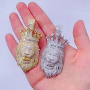 Sterling Silver Moissanite Lion Pendant - Iced Out Hip Hop Jewelry - Image 3