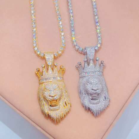 Sterling Silver Moissanite Lion Pendant - Iced Out Hip Hop Jewelry - Image 4