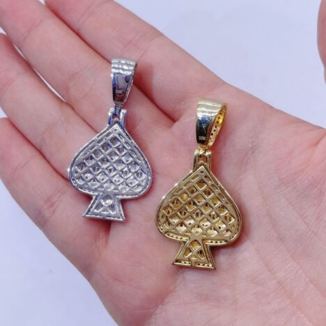 Iced Out Moissanite Baguette Spade ACE Pendant - Hip Hop Rapper Jewelry - Image 2