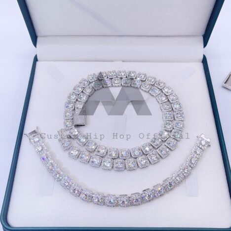 10mm Sterling Silver Moissanite Diamond Tennis Chain | Iced Out Hip Hop Jewelry