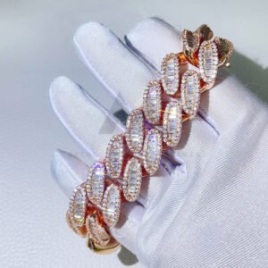 Hip Hop 20MM Baguette Moissanite Cuban Bracelet Solid Silver Pass Diamond Tester - Image 2
