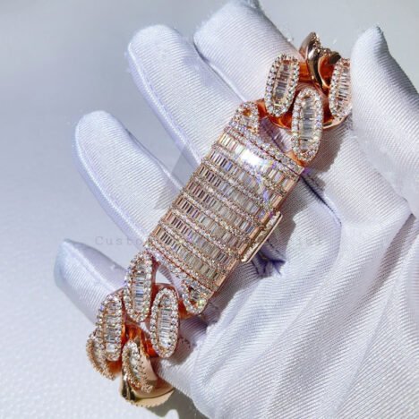 Hip Hop 20MM Baguette Moissanite Cuban Bracelet Solid Silver Pass Diamond Tester - Image 3