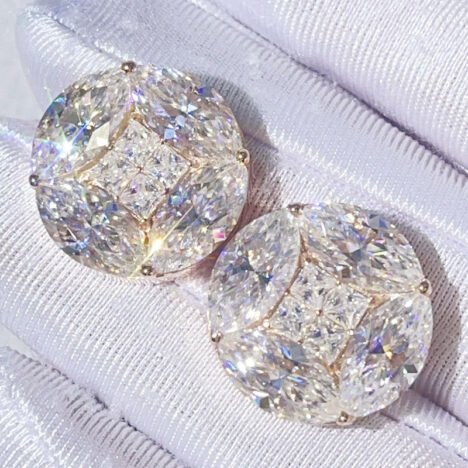 Luxury 18MM Moissanite Diamond Flower Earrings, VVS Clarity, Screw Back - Image 2