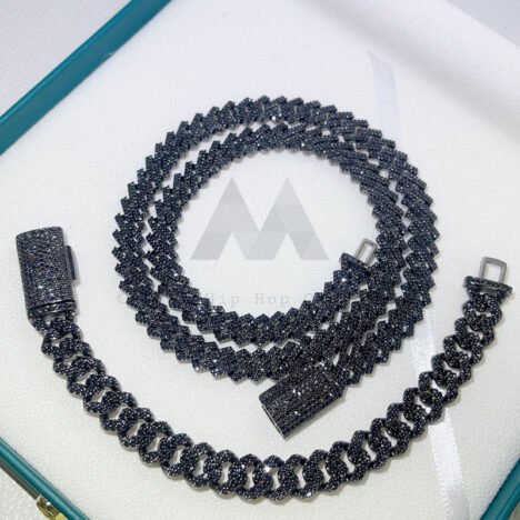 10MM Black Moissanite Cuban Chain Pass Diamond Tester Hip Hop - Image 4