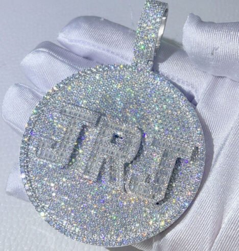 Custom Moissanite Diamond Baguette Name Pendant 2.5-3" for 13MM Cuban Chain - Hip Hop Jewelry"