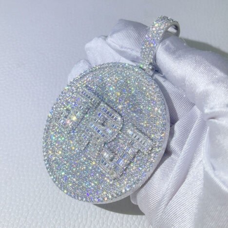 Custom Moissanite Diamond Baguette Name Pendant 2.5-3" for 13MM Cuban Chain - Hip Hop Jewelry" - Image 2