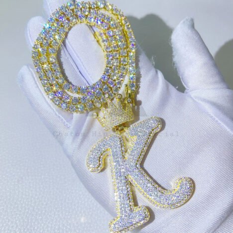 Custom Initial Pendant with 4MM Tennis Chain - Hip Hop Jewelry - Image 2