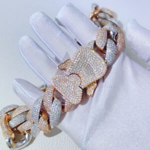 23MM Moissanite-Encrusted Rose & White Gold Miami Cuban Chain - Image 3